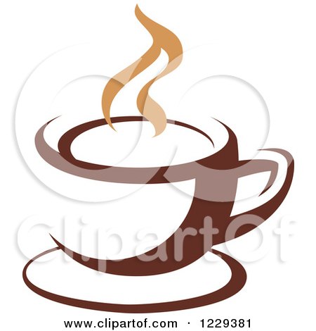 Clipart of a Tan and Brown Steamy Coffee Cup 3 - Royalty Free Vector Illustration by Vector Tradition SM