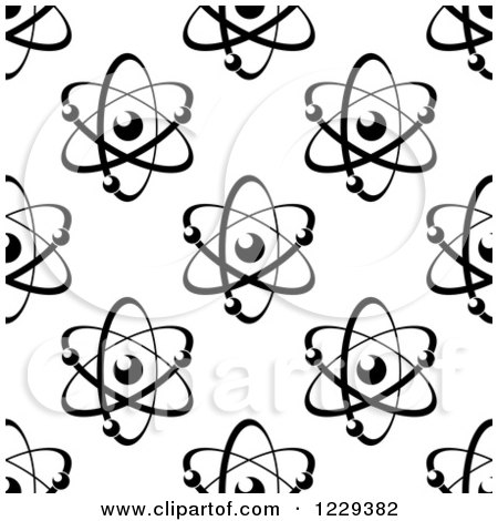 Clipart of a Black and White Seamless Atom and Molecule Pattern 2 - Royalty Free Vector Illustration by Vector Tradition SM