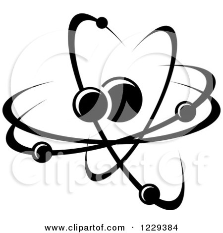 Clipart of a Black and White Atom 24 - Royalty Free Vector Illustration by Vector Tradition SM