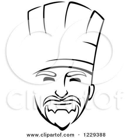 Clipart of a Happy Black and White Male Chef Wearing a Toque Hat 12 - Royalty Free Vector Illustration by Vector Tradition SM