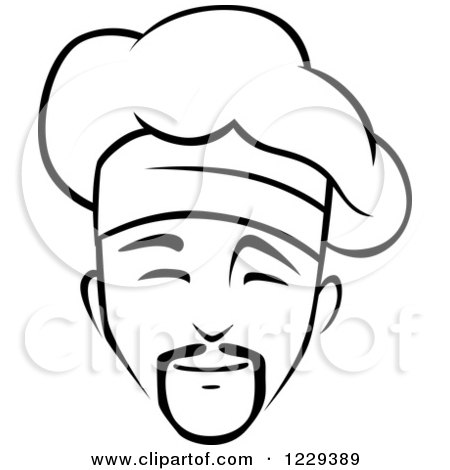 Clipart of a Happy Black and White Male Chef Wearing a Toque Hat 13 - Royalty Free Vector Illustration by Vector Tradition SM