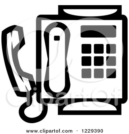 Clipart of a Black and White Desk Telephone - Royalty Free Vector Illustration by Vector Tradition SM