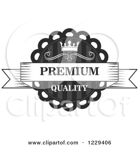 Clipart of a Grayscale Vintage Premium Quality Guarantee Label - Royalty Free Vector Illustration by Vector Tradition SM
