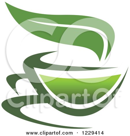 Clipart of a Green Tea Cup and Leaf 2 - Royalty Free Vector Illustration by Vector Tradition SM