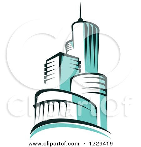 Clipart of Turquoise Skyscrapers - Royalty Free Vector Illustration by Vector Tradition SM