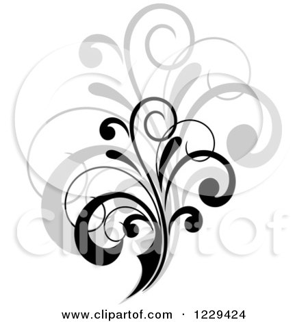 Clipart of a Black Flourish with a Shadow 5 - Royalty Free Vector Illustration by Vector Tradition SM