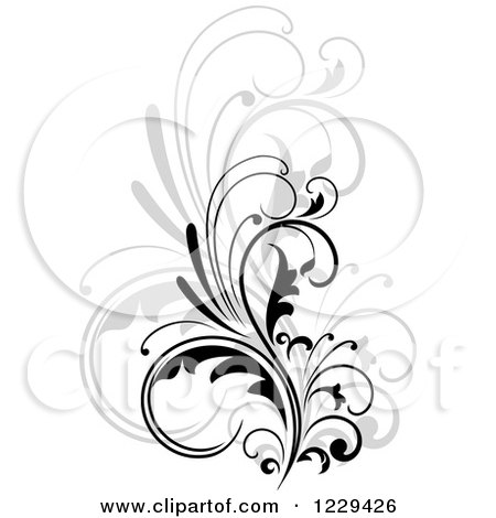 Clipart of a Black Flourish with a Shadow 6 - Royalty Free Vector Illustration by Vector Tradition SM