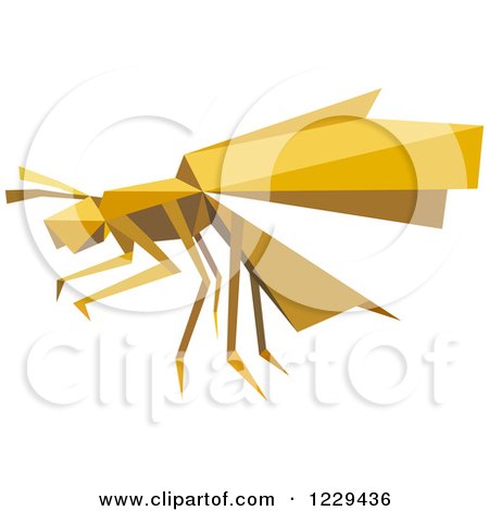 Clipart of a Yellow Origami Paper Wasp - Royalty Free Vector Illustration by Vector Tradition SM