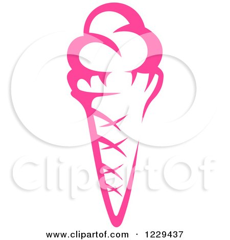 Clipart of a Pink Waffle Ice Cream Cone - Royalty Free Vector Illustration by Vector Tradition SM
