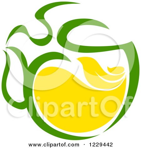 Clipart of a Green Tea Pot with Steam - Royalty Free Vector Illustration by Vector Tradition SM