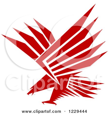 Clipart of a Red and White Flying Eagle - Royalty Free Vector Illustration by Vector Tradition SM