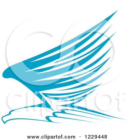 Clipart of a Blue and White Flying Eagle - Royalty Free Vector Illustration by Vector Tradition SM