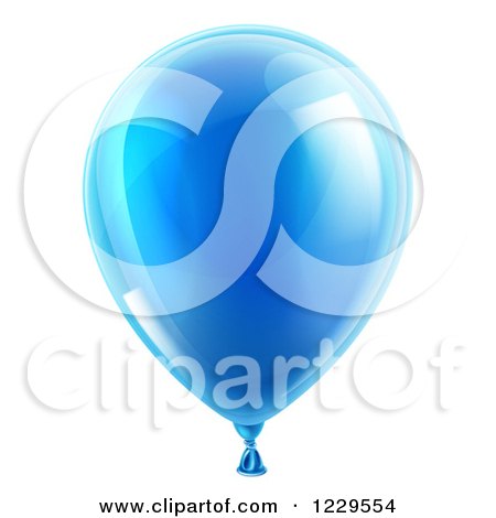 Clipart of a 3d Reflective Blue Party Balloon - Royalty Free Vector Illustration by AtStockIllustration
