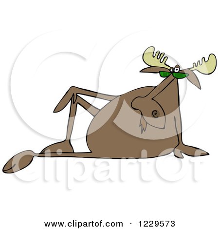 Clipart of a Sophisticated Moose Sitting Back - Royalty Free Vector Illustration by djart