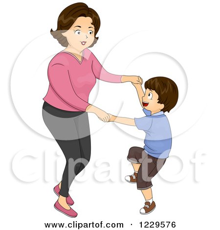 Clipart of a Mother and Son Dancing - Royalty Free Vector Illustration by BNP Design Studio