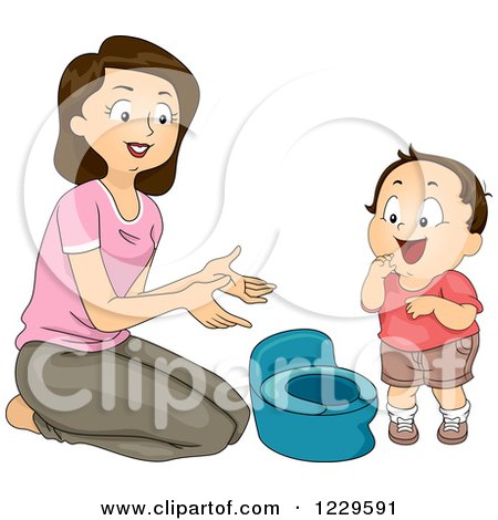 Clipart of a Mom Potty Training Her Son - Royalty Free Vector Illustration by BNP Design Studio
