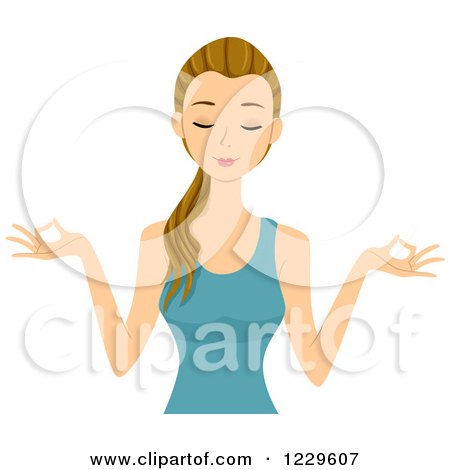 Clipart of a Teenage Girl Doing Yoga or Meditating - Royalty Free Vector Illustration by BNP Design Studio
