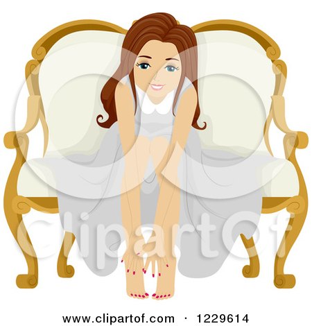 Clipart of a Teenage Girl Showing Her Manicure and Pedicure - Royalty Free Vector Illustration by BNP Design Studio