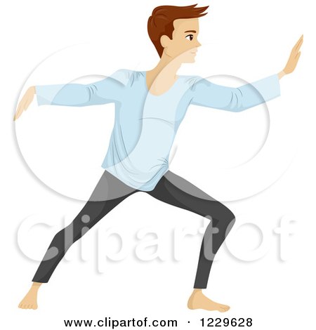 Clipart of a Teenage Boy Doing Tai Chi - Royalty Free Vector Illustration by BNP Design Studio