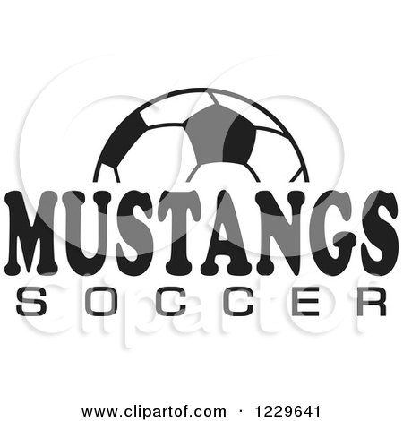Clipart of a Black and White Ball and MUSTANGS SOCCER Team Text - Royalty Free Vector Illustration by Johnny Sajem