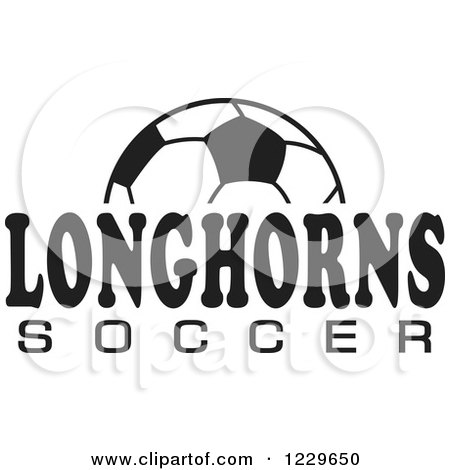 Clipart of a Black and White Ball and LONGHORNS SOCCER Team Text - Royalty Free Vector Illustration by Johnny Sajem