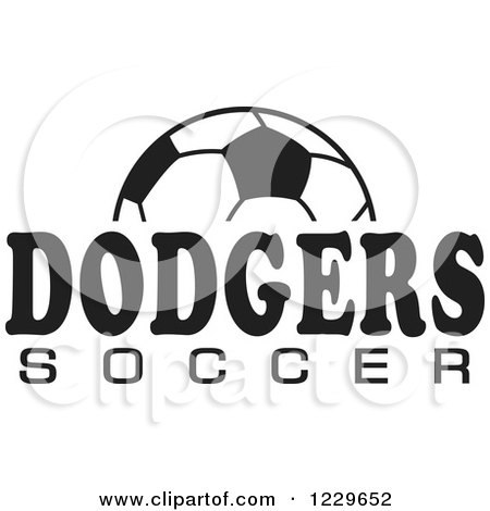 Clipart of a Black and White Ball and DODGERS SOCCER Team Text - Royalty Free Vector Illustration by Johnny Sajem