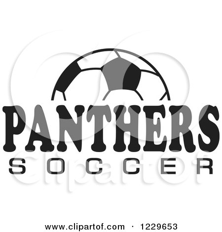 Clipart of a Black and White Ball and PANTHERS SOCCER Team Text - Royalty Free Vector Illustration by Johnny Sajem