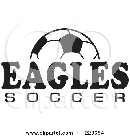 Clipart of a Black and White Ball and EAGLES SOCCER Team Text - Royalty Free Vector Illustration by Johnny Sajem