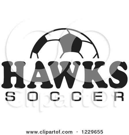Clipart of a Black and White Ball and HAWKS SOCCER Team Text - Royalty Free Vector Illustration by Johnny Sajem
