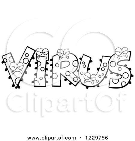 Clipart of Black and White Monsters Forming the Word Virus - Royalty Free Vector Illustration by Cory Thoman