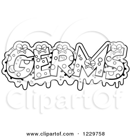 Clipart of Black and White Slimy Monsters Forming the Word Germs - Royalty Free Vector Illustration by Cory Thoman