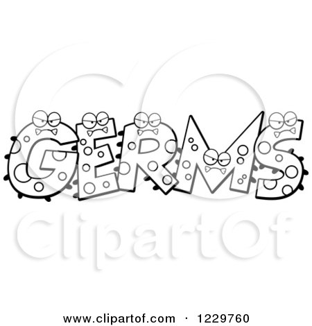 Clipart of Black and White Monsters Forming the Word Germs - Royalty Free Vector Illustration by Cory Thoman