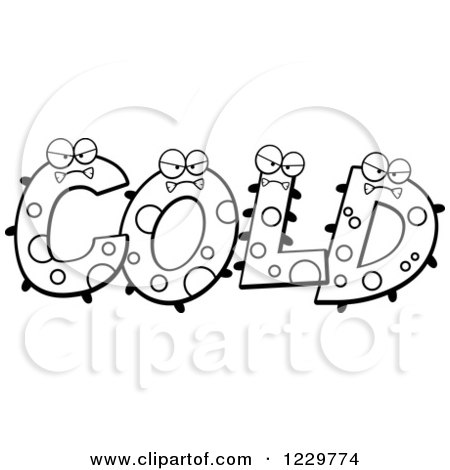 Clipart of Black and White Monsters Forming the Word Cold - Royalty Free Vector Illustration by Cory Thoman