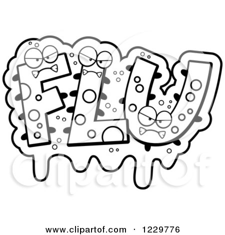 Clipart of Black and White Slimy Monsters Forming the Word Flu - Royalty Free Vector Illustration by Cory Thoman