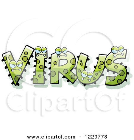 Clipart of Green Monsters Forming the Word Virus - Royalty Free Vector Illustration by Cory Thoman