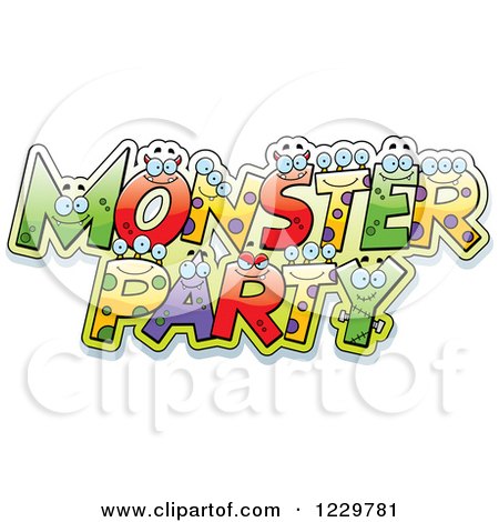 Clipart of Colorful Monster Party Text - Royalty Free Vector Illustration by Cory Thoman