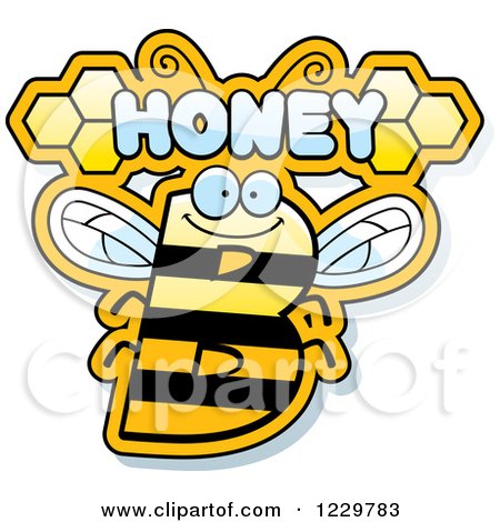 Clipart of a Letter B Bee with Honey Text - Royalty Free Vector Illustration by Cory Thoman