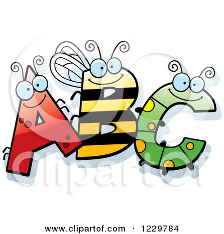Clipart of Ant Bee and Caterpillar Letters ABC - Royalty Free Vector Illustration by Cory Thoman