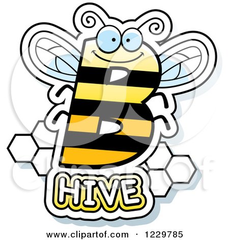 Clipart of a Letter B Bee with Hive Text - Royalty Free Vector Illustration by Cory Thoman