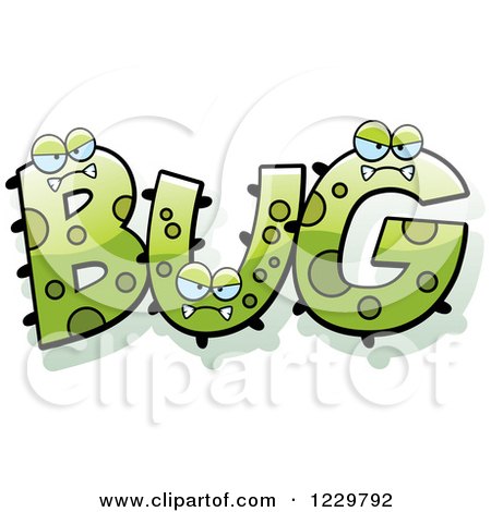 Clipart of Green Monsters Forming the Word Bug - Royalty Free Vector Illustration by Cory Thoman