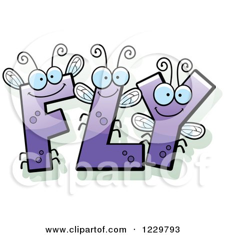 Clipart of Purple Letter Insects Forming the Word FLY - Royalty Free Vector Illustration by Cory Thoman