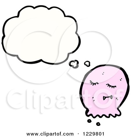 Clipart of a Thinking Pink Blob - Royalty Free Vector Illustration by lineartestpilot