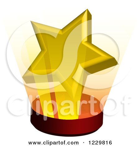 Clipart of a 3d Shining Golden Star on a Stand - Royalty Free Vector Illustration by Cherie Reve