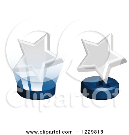 Clipart of 3d White Star Awards on Stands - Royalty Free Vector Illustration by Cherie Reve