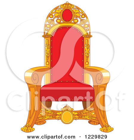 Clipart of a Fancy Gold and Red Kings Throne - Royalty Free Vector Illustration by Pushkin