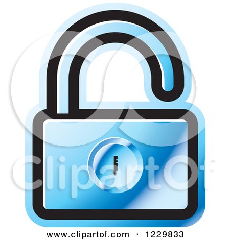 Clipart of a Blue Open Padlock Icon - Royalty Free Vector Illustration by Lal Perera