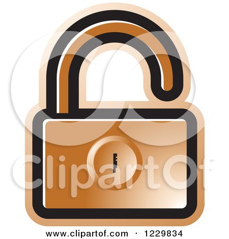 Clipart of a Brown Open Padlock Icon - Royalty Free Vector Illustration by Lal Perera