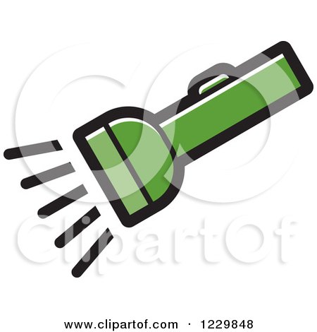 Clipart of a Green Flashlight Icon - Royalty Free Vector Illustration by Lal Perera