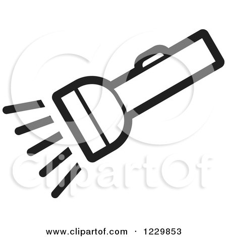 Clipart of a Black and White Flashlight Icon - Royalty Free Vector Illustration by Lal Perera