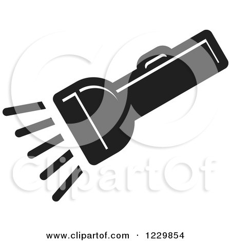 Clipart of a Black Flashlight Icon - Royalty Free Vector Illustration by Lal Perera